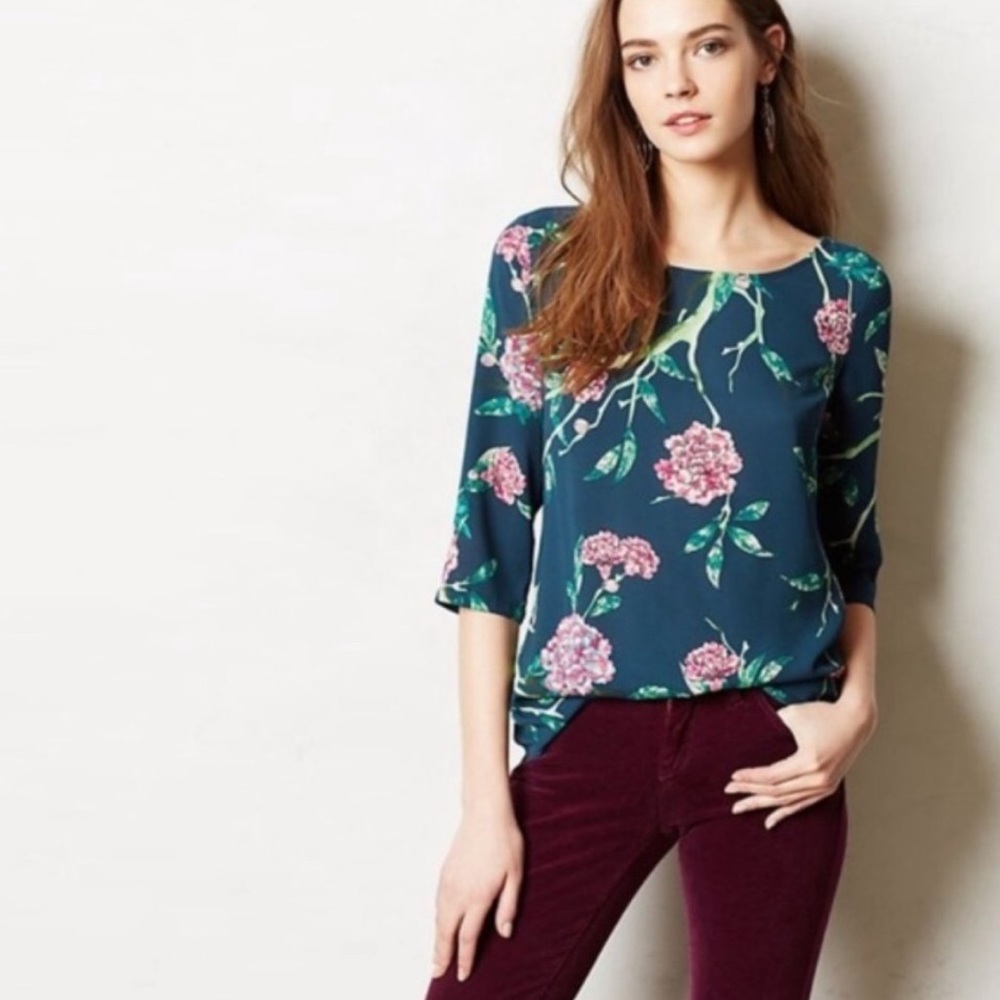 Anthropologie HD in Paris Floral Eira Blouse